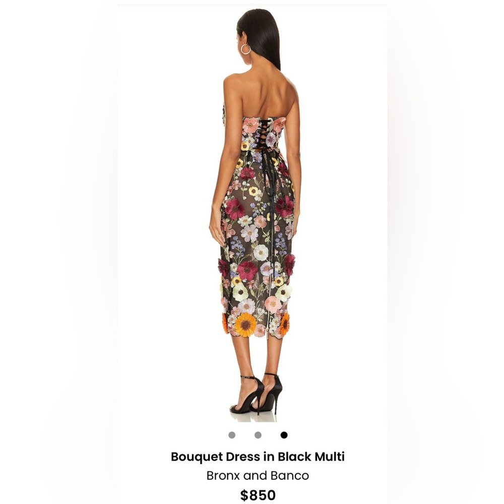 Bronx and Banco Bouquet Maraya Midi Floral Dress Valentine Strapless - Picture 3 of 4